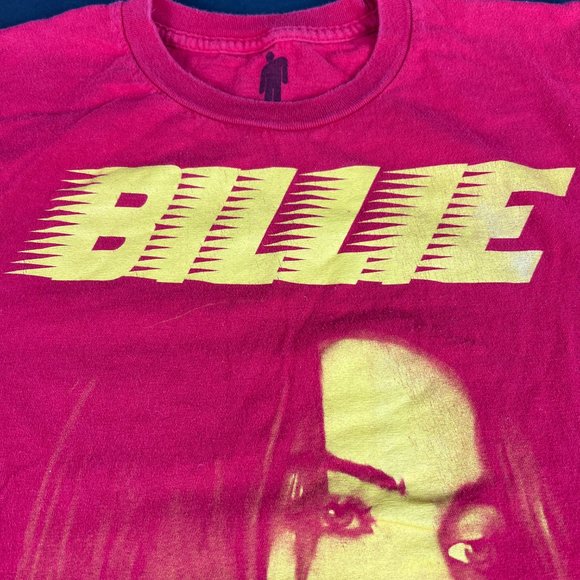 2019 Billie Eilish Band Shirt Adult Medium Red & Yellow Photo Short Sleeve Tee - Picture 3 of 10